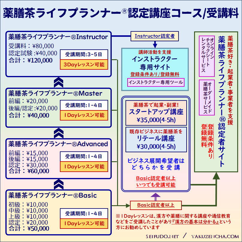 薬膳茶ライフプランナー®認定講座のコース/受講料